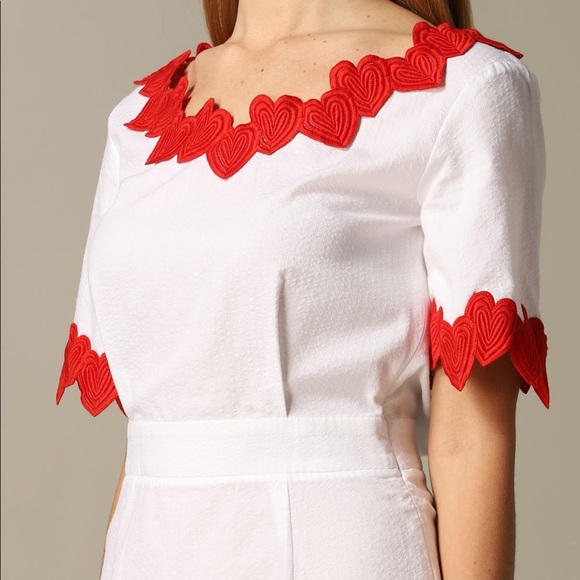 Love Moschino Heart White Dress Red Heart Edging - Picture 3 of 5